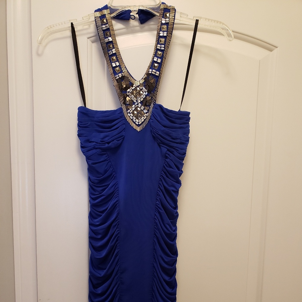 LAST CALL -Bebe cobalt blue bodycon cocktail dress